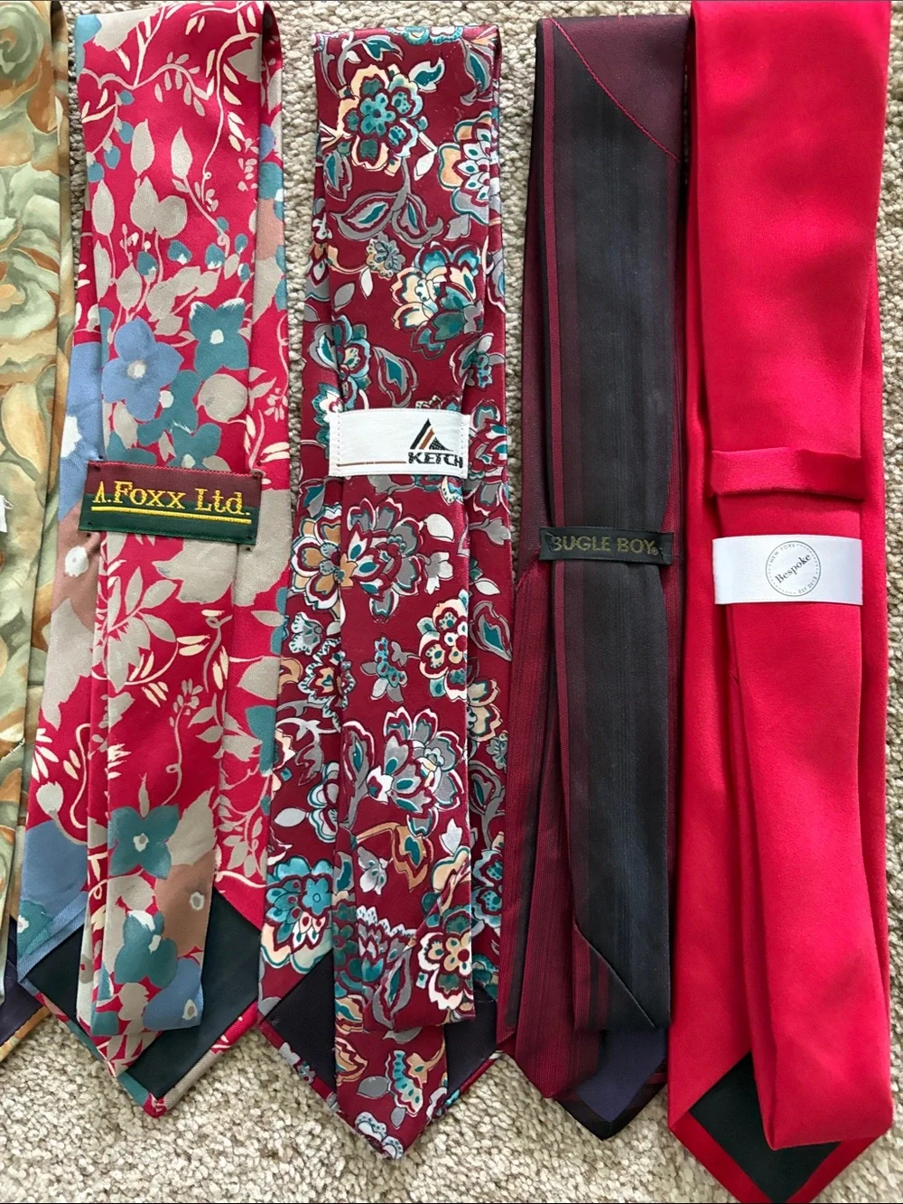 Colorful Men's Floral & Patterned Tie Set - Teal, Red, Gold, Black Mix